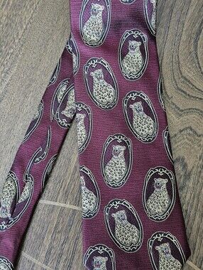 Chloe Burgundy Tie with Gold and Cream Cheetah Medallions